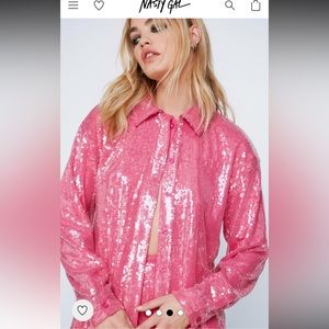 Nasty Gal - Sequin Long Sleeve Relaxed Fit Shirt NWT